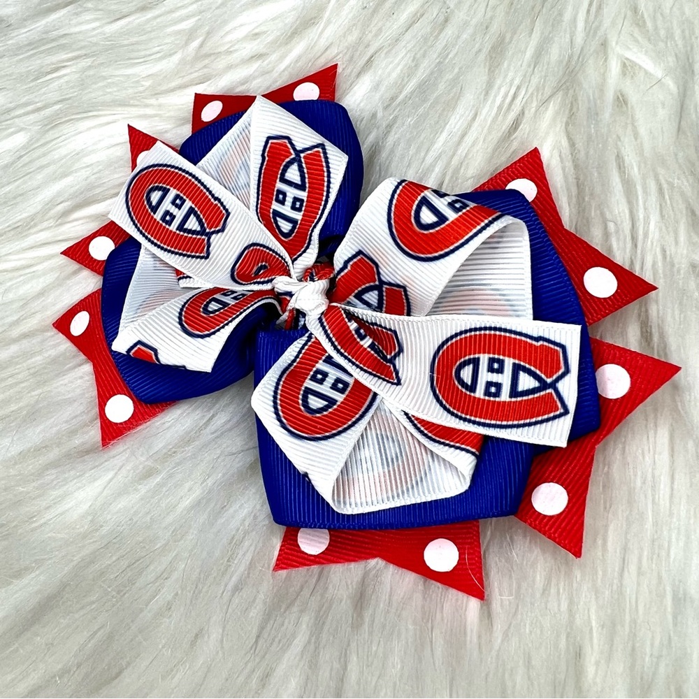 ๐๐ NHL Montreal Canadiens Hockey Hair Bow Barrette Clip ๐๐ - Picture 2 of 4